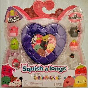 Squish-a-longs Mini Squishmallows Set with Heart Case purple valentine